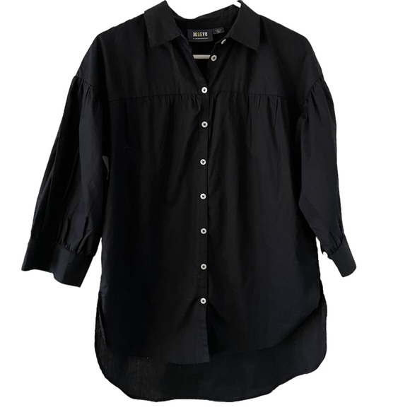 Maeve Anthropologie Poplin Buttondown Shirt Black Small - Picture 4 of 9